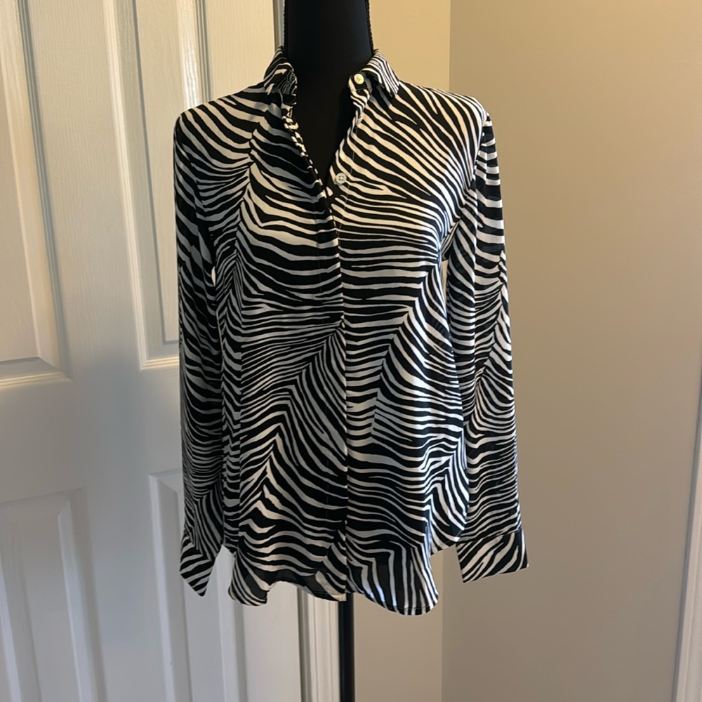 Ann Taylor Factory Zebra Print Blouse, XS